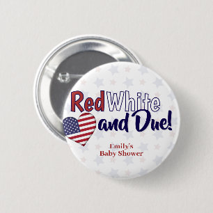Red White en het Patriottisch Baby shower van 4 ju Ronde Button 5,7 Cm