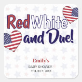 Red White en het Patriottisch Baby shower van 4 ju Vierkante Sticker (Voorkant)