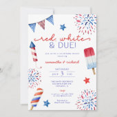 Red White en het vierde baby shower van juli Kaart (Voorkant)
