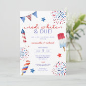 Red White en het vierde baby shower van juli Kaart (Staand voorkant)