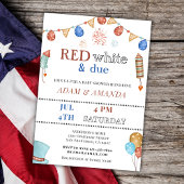 Red White en het vierde Baby shower van juli Kaart