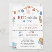 Red White en het vierde Baby shower van juli Kaart (Voorkant)