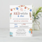 Red White en het vierde Baby shower van juli Kaart (Staand voorkant)