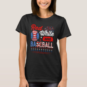 Red White en honkbal 4 juli Amerikaanse vlag P T-shirt