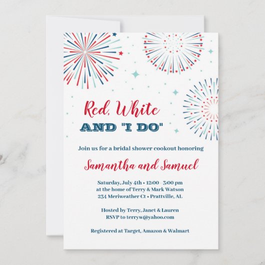 Red, White en I DO Bridal Shower Invitation Kaart (Voorkant)