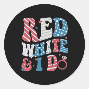 Red White en I Do Bride 4 juli Amerikaanse vlag Ronde Sticker