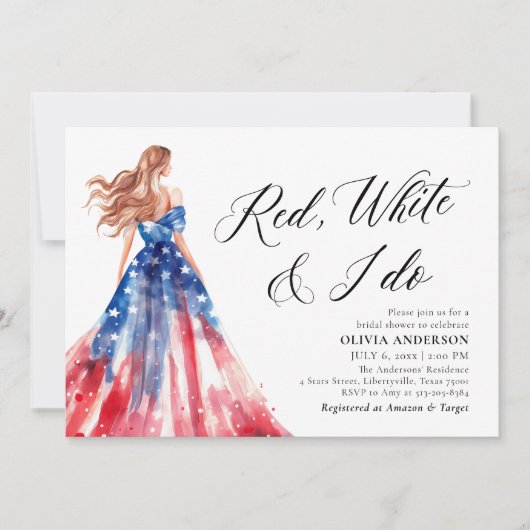 Red White en I Do Bride 4 juli Vrijgezellenfeest Kaart (Voorkant)