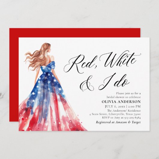 Red White en I Do Bride 4 juli Vrijgezellenfeest Kaart (Voorkant / Achterkant)