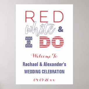 Red White en I DO Patriotic Weduwen Shower Welkom Poster