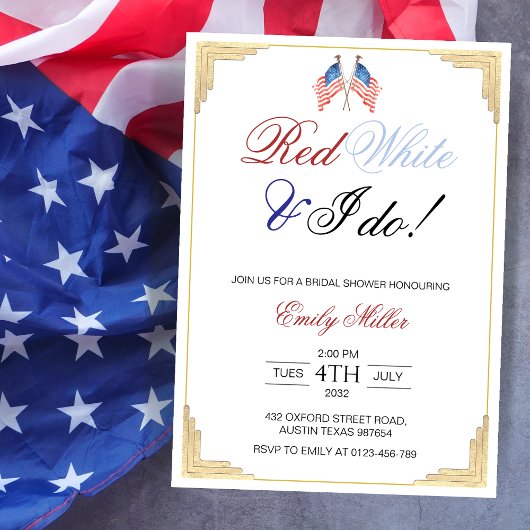 Red White en I Do USA Patriottisch Vrijgezellenfee Kaart