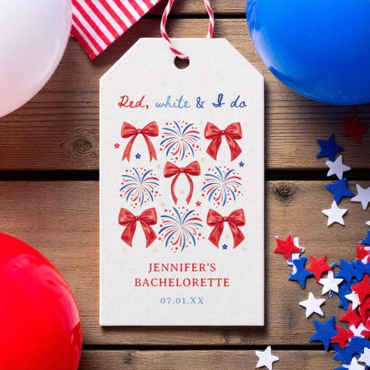 Red White en ik doen 4 juli Bachelorette Favors Cadeaulabel
