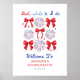 Red White en ik doen 4 juli Bachelorette Welkom Poster