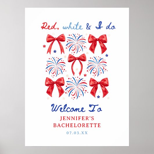 Red White en ik doen 4 juli Bachelorette Welkom Poster (Voorkant)