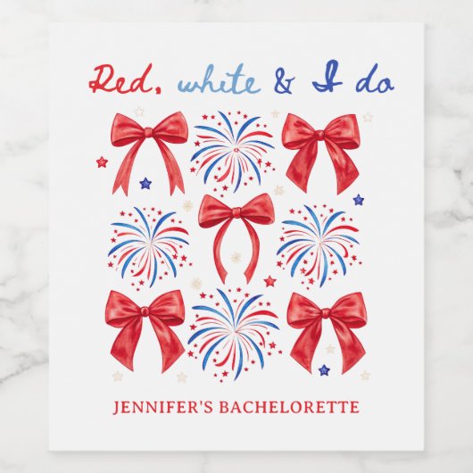 Red White en ik doen 4 juli Vrijgezellenfeest Wijn Etiket (Enkel label)