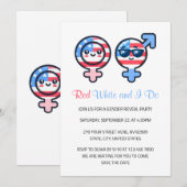 Red White en ik doen 4th of July Gender Reveal Kaart (Voorkant / Achterkant)