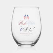 Red White en ik doen een patriottische bruiloft op Wijnglas Zonder Voet (Voorkant)