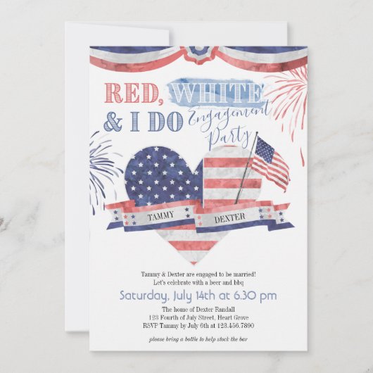 Red White en ik doen een verlovingspartij Kaart (Voorkant)