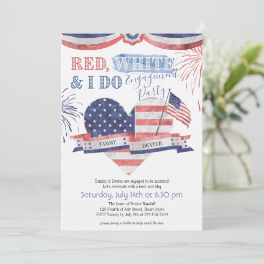 Red White en ik doen een verlovingspartij Kaart (Staand voorkant)