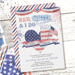 Red White en ik doen een  verlovingspartij Kaart<br><div class="desc">Red White en ik doen een verlovingsfeest.  ontwerp met sterren en strepen romantisch liefdeshart ,  vuurwerk ,  bunting en amerikaanse vlag . De uitnodigingsformulering is bewerkbaar als je alle details aan je thema wilt toevoegen,  zoals achtertuin bq en bier. Perfect voor een vierde van juli thema of patriottische zomerbarbecue.</div>