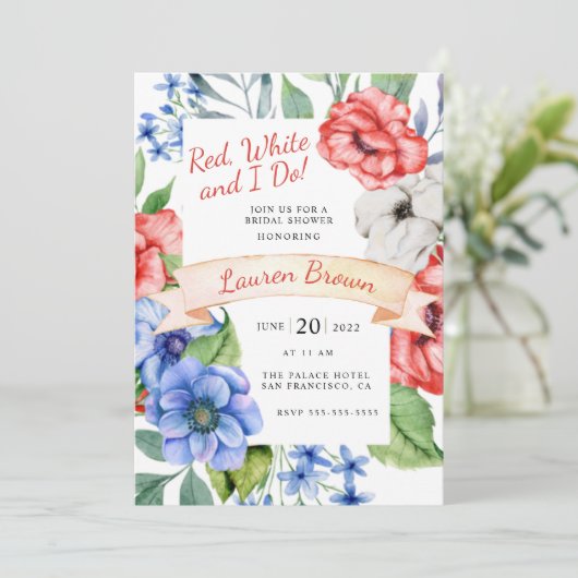 Red White en ik doen patriottisch Vrijgezellenfees Kaart (Staand voorkant)