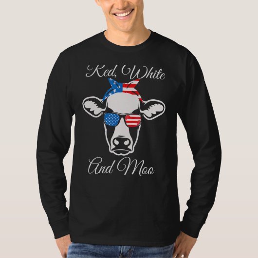 Red White en Moo American Flag Koe 4 juli T-shirt (Voorkant)