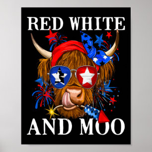 Red White en Moo Patriotic Koe Verenigde Staten vl Poster