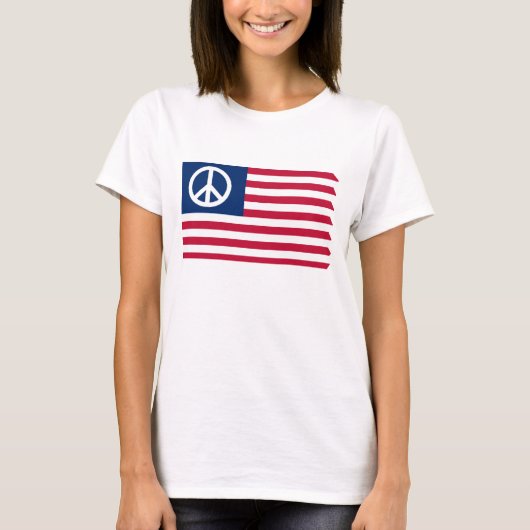 Red White en Peace Patriotic USA vlag T-shirt (Voorkant)
