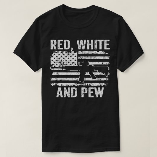 Red White en Pew Funny Patriotic Pro Pistool Ameri T-shirt (Design voorkant)