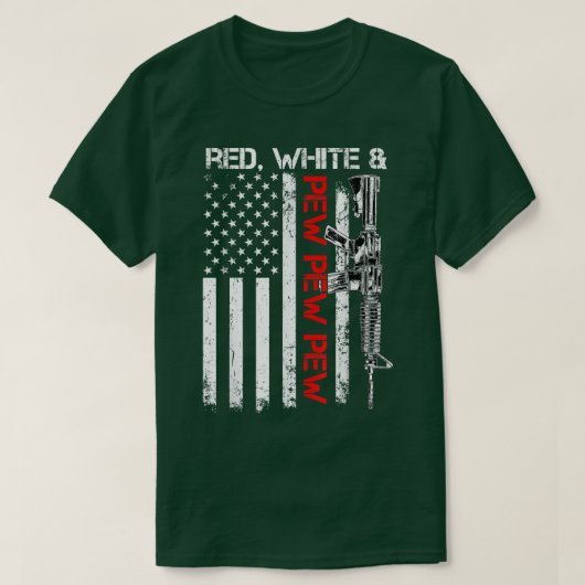 Red White en Pew Patriotic Pro Pistool AR15 Rifle T-shirt (Design voorkant)