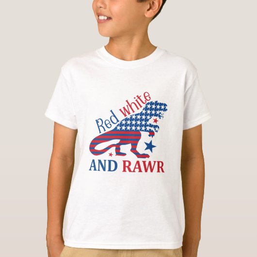 Red White en Rawr 4 juli Dinosaur Kind T-shirt (Voorkant)
