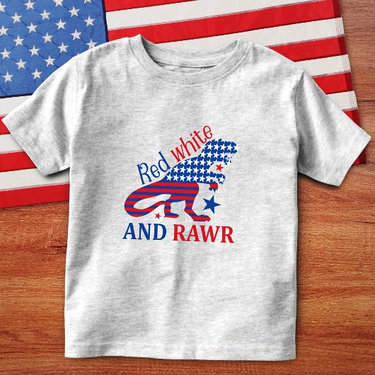 Red White en Rawr 4 juli Dinosaur Kinder Shirts