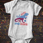 Red White en Rawr 4 juli Dinosaur Romper