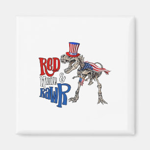 Red White en Rawr USA Patriottische 4th of July Di Magneet