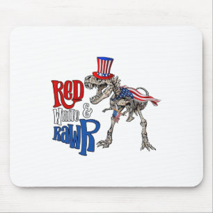 Red White en Rawr USA Patriottische 4th of July Di Muismat