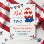 Red White en Two Birthday Invitation Kaart