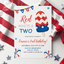 Red White en Two Birthday Invitation Kaart