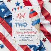 Red White en Two Birthday Invitation Kaart