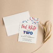 Red White en Two Birthday Invitation Kaart