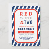 Red White en Two Cute Boy Second Birthday Kaart (Voorkant)