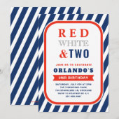 Red White en Two Cute Boy Second Birthday Kaart (Voorkant / Achterkant)