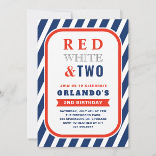 Red White en Two Cute Boy Second Birthday Kaart