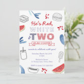 Red White en TWO Outdoorn, 2e verjaardag Kaart (Staand voorkant)