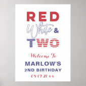 Red White en TWO Unisex 2e verjaardag Poster (Voorkant)