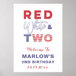 Red White en TWO Unisex 2e verjaardag Poster