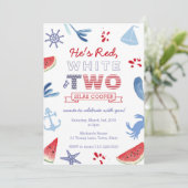 Red White en TWO unisex Tweede verjaardag Kaart (Staand voorkant)