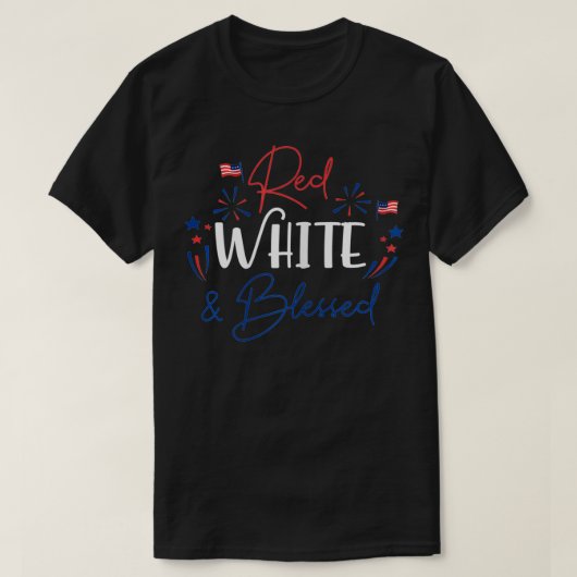 Red White en zegend op 4 juli Patriottisch Amerika T-shirt (Design voorkant)