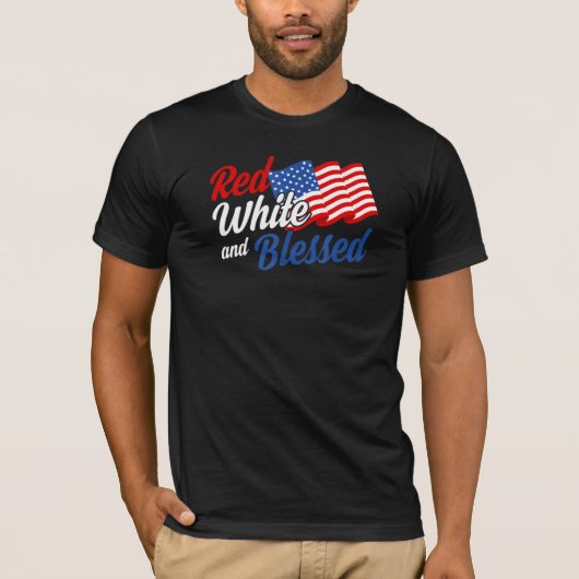 Red White en zonder houvast Amerikaanse patriottis T-shirt (Voorkant)