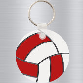 Red White Faux Silver Glitter Volleyball Sleutelha Sleutelhanger