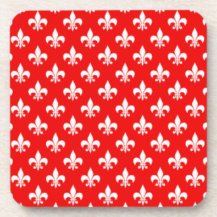 Red White Fleur-de-lis Bier Onderzetter