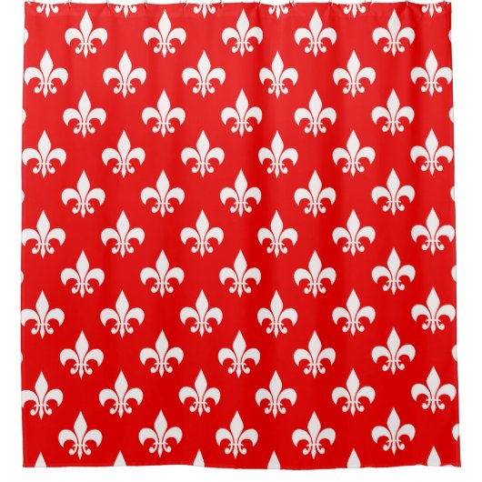 Red White Fleur-de-lis Douchegordijn (Voorkant)
